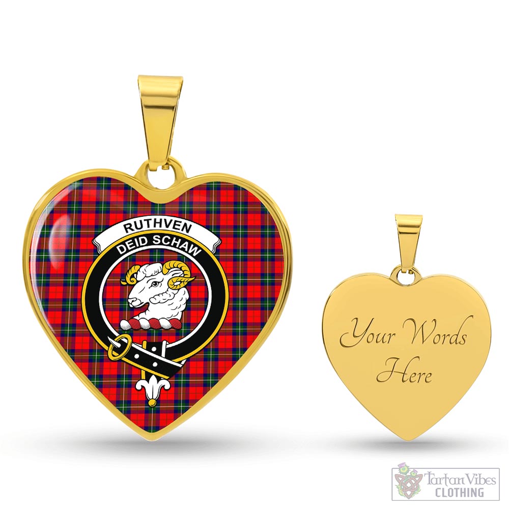 Ruthven Tartan Heart Necklace with Family Crest Luxury Necklace (Gold) Yes - Tartan Vibes Clothing