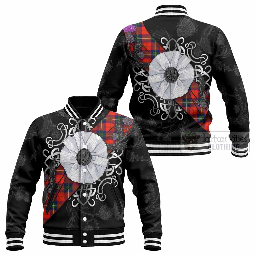 Ruthven Tartan Baseball Jacket Jacobite White Rose - Tartan Vibes Clothing