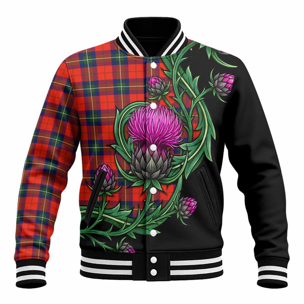 Ruthven Tartan Baseball Jacket Resilient Scottish Thistle Unisex - Tartan Vibes Clothing