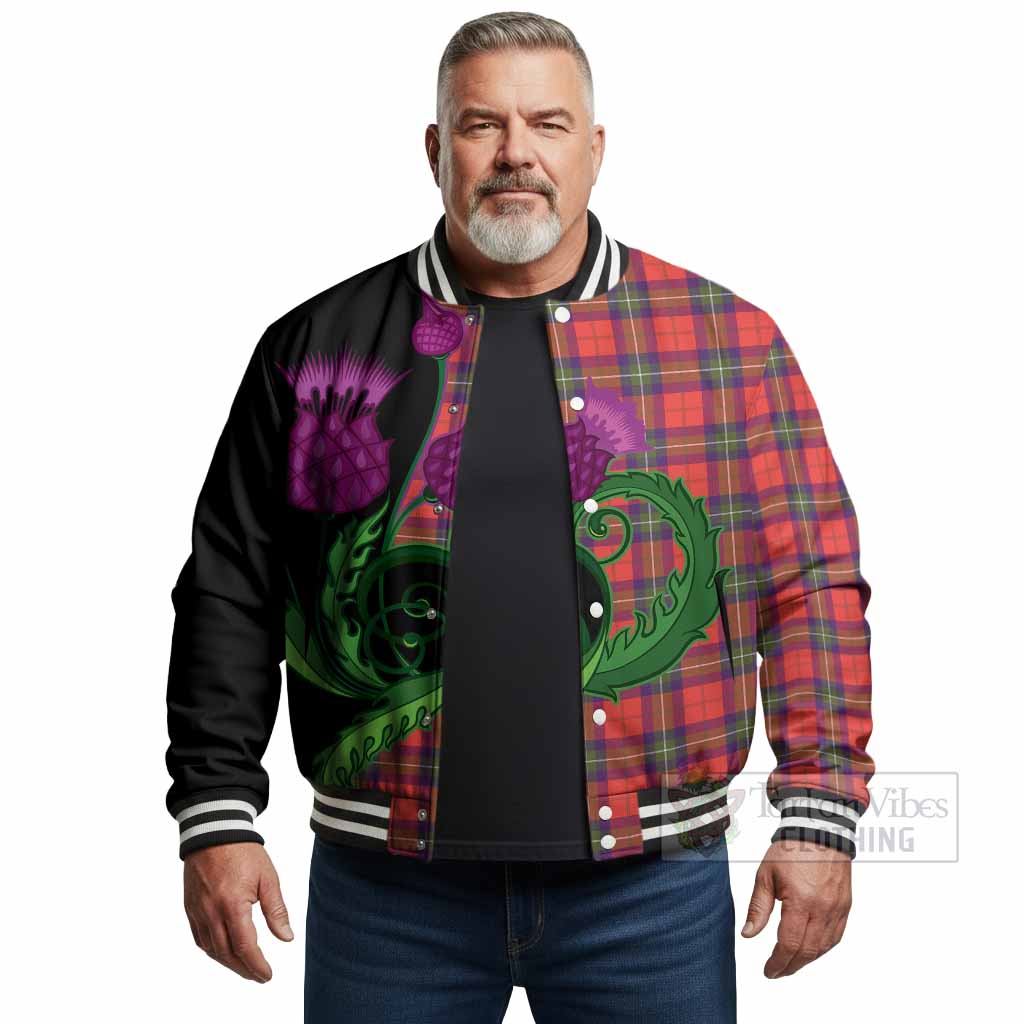 Ruthven Tartan Baseball Jacket Traditional Scottish Thistle - Tartan Vibes Clothing