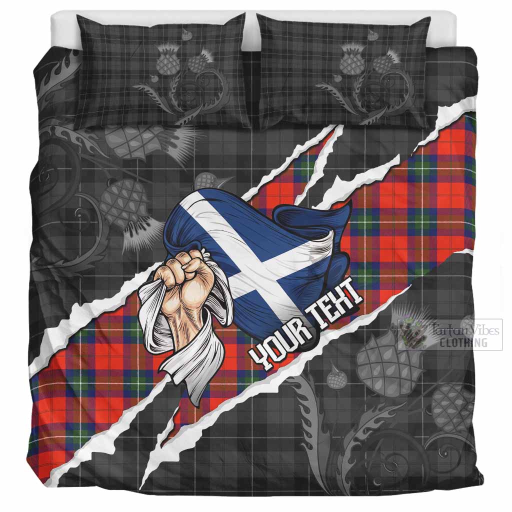 Ruthven Tartan Bedding Set Hands with Scotland National Flags UK Bedding Set UK Super King 104*94 inch - Tartan Vibes Clothing