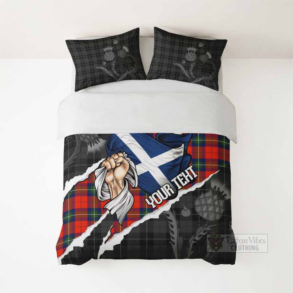 Ruthven Tartan Bedding Set Hands with Scotland National Flags - Tartan Vibes Clothing