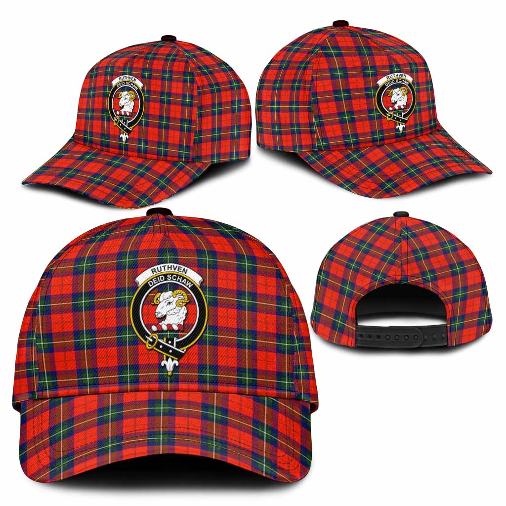 Ruthven Tartan Classic Cap with Family Crest