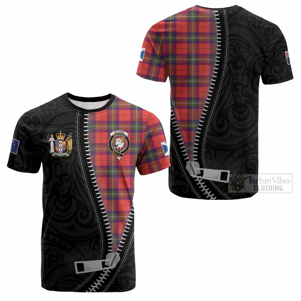 Ruthven Tartan Cotton T-shirt New Zealand Pattern Unique Zipper Stylized