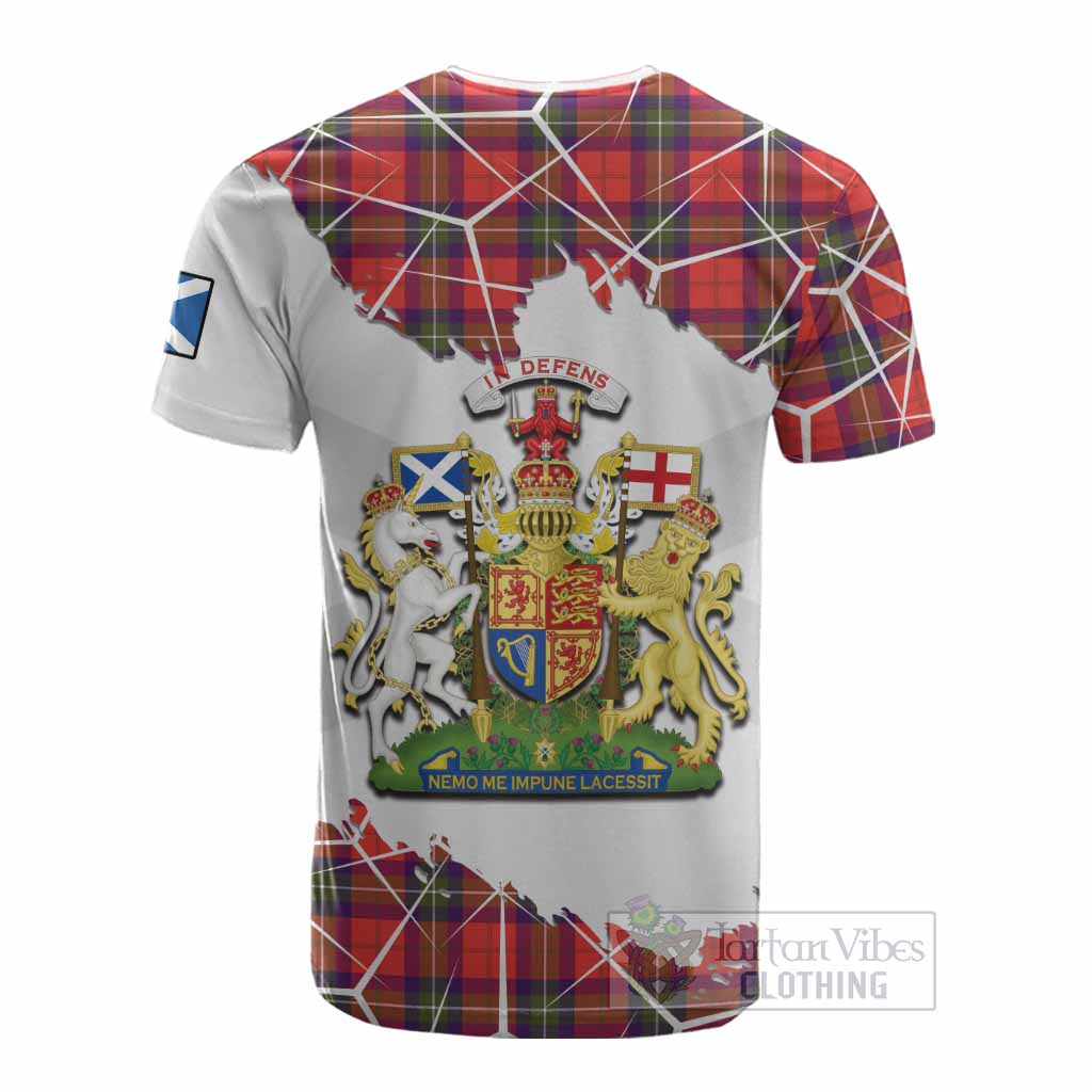 Ruthven Tartan Cotton T-shirt with Family Crest and Lion Rampant Grunge Style