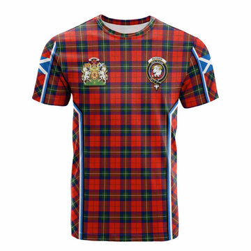 Ruthven Tartan Crest Cotton T-shirt Scotland Coat of Arm Flag Style