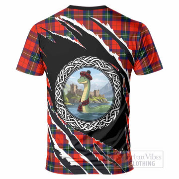 Ruthven Tartan Crest Loch Ness Monster T-Shirt Celtic Knot Nessie Art