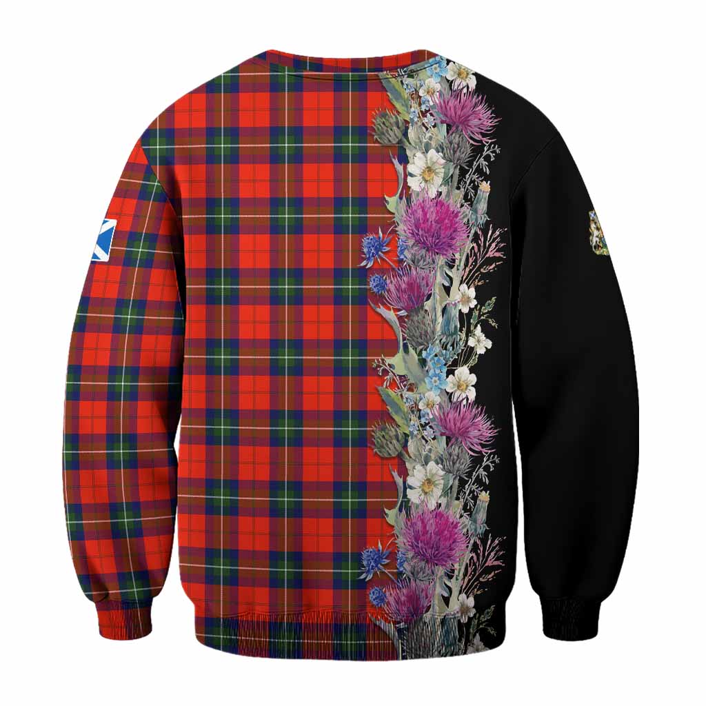 Ruthven Tartan Crest Thistle Floral Sweatshirt - Tartan Vibes Clothing