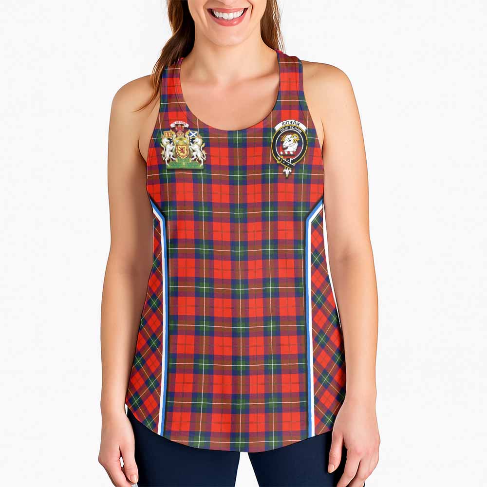 Ruthven Tartan Crest Women Racerback Tanks Scotland Coat of Arm Flag Style - Tartan Vibes Clothing