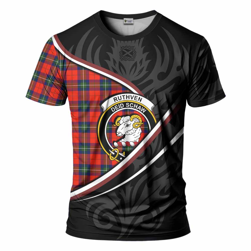 Ruthven Tartan Family Crest T-shirt Celtic Scottish Thistle Floral - Tartan Vibes Clothing