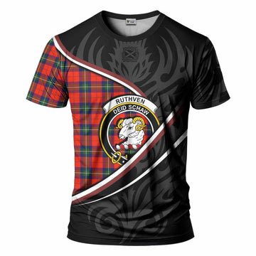 Ruthven Tartan Family Crest T-shirt Celtic Scottish Thistle Floral