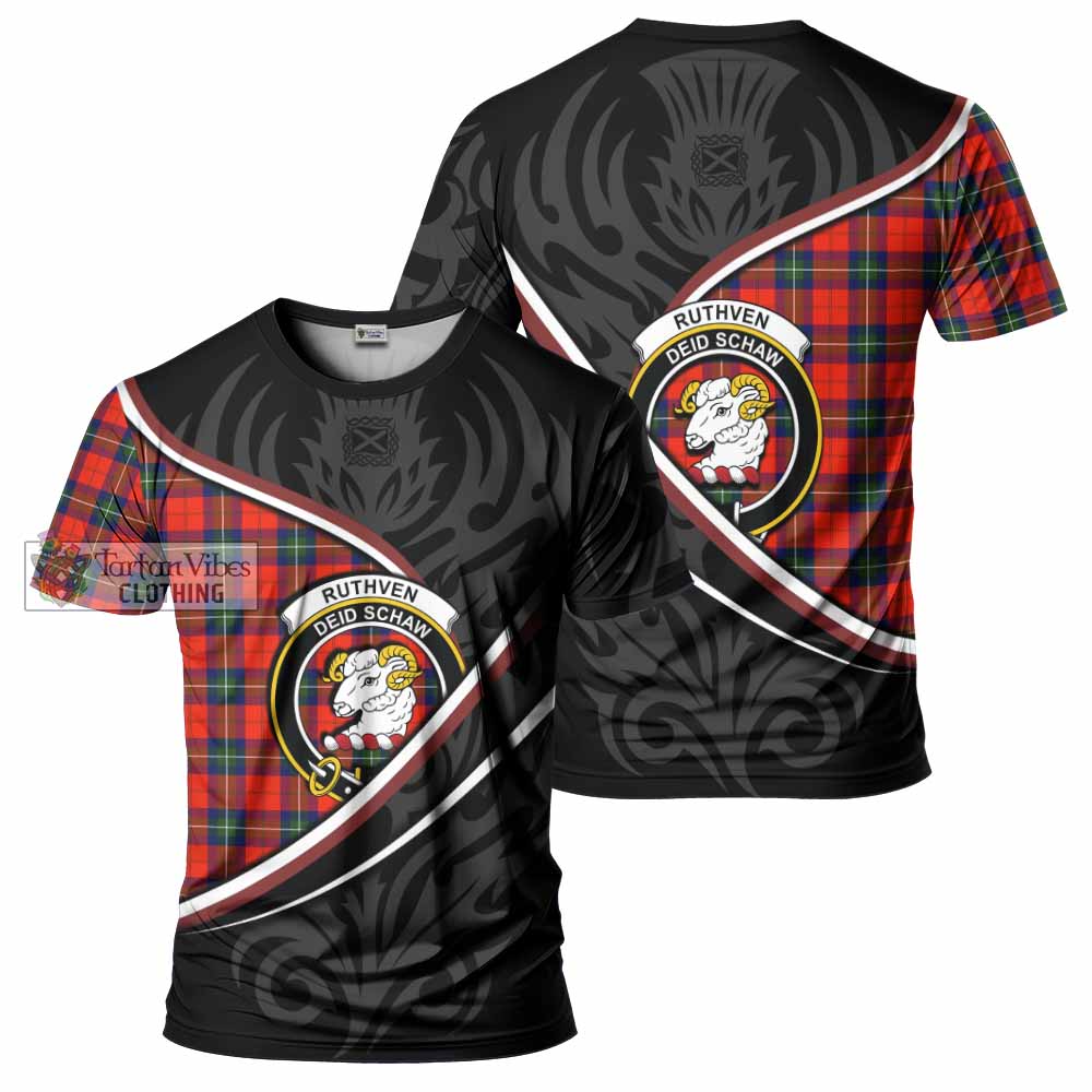 Ruthven Tartan Family Crest T-shirt Celtic Scottish Thistle Floral - Tartan Vibes Clothing