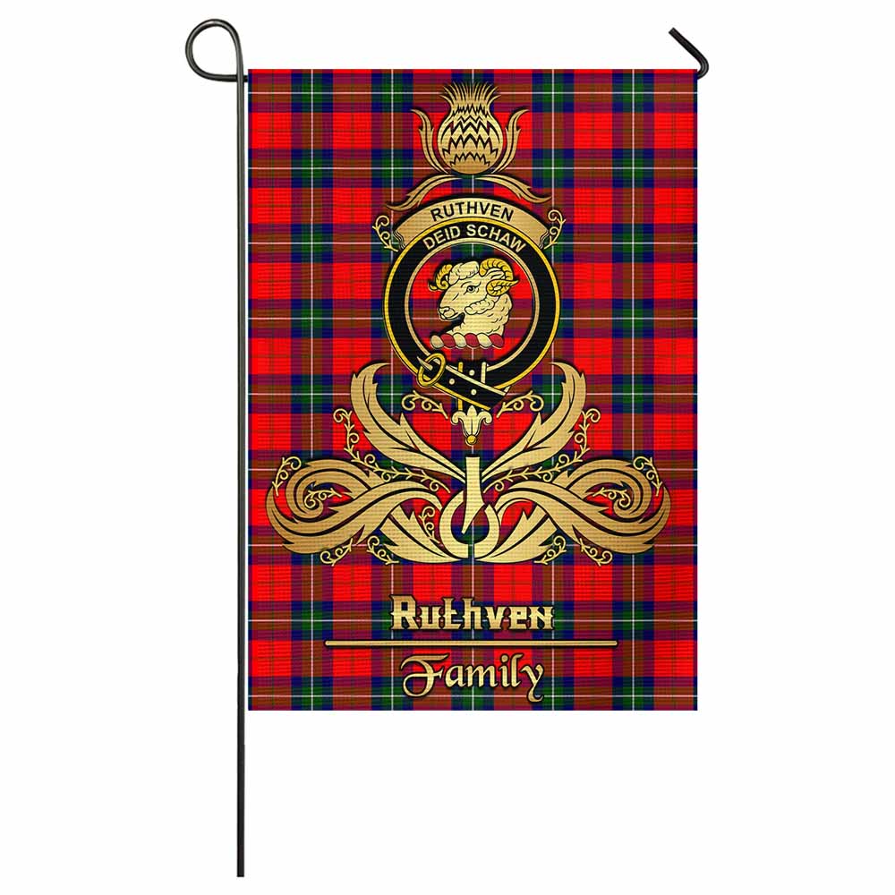 Ruthven Tartan Garden Flag with Highland Thistle Cherish Family Crest Style - Tartan Vibes Clothing