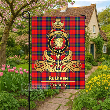 Ruthven Tartan Garden Flag with Highland Thistle Cherish Family Crest Style