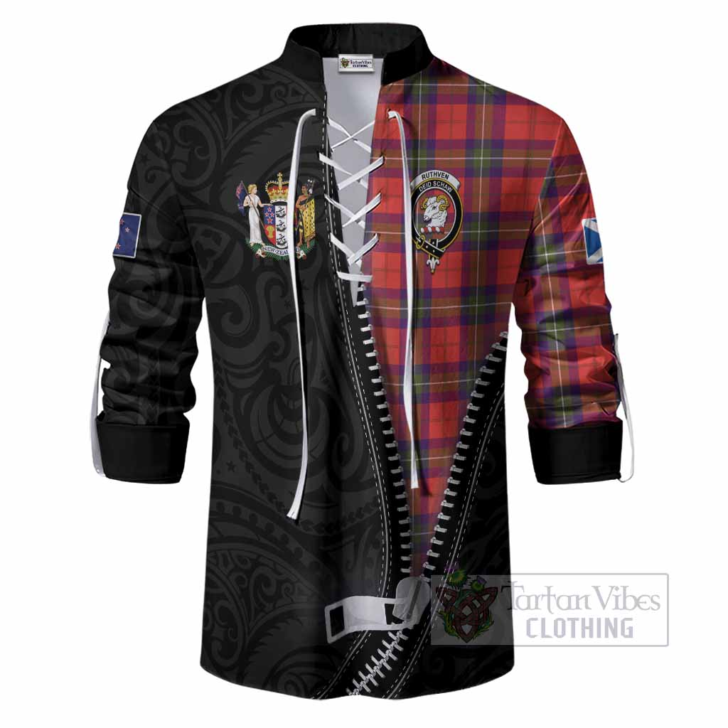 Ruthven Tartan Ghillie Shirt New Zealand Pattern Unique Zipper Stylized