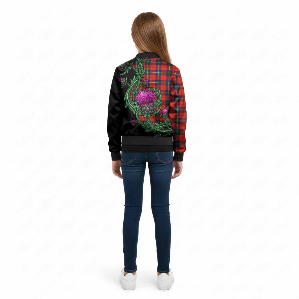 Ruthven Tartan Kid Bomber Jacket Resilient Scottish Thistle - Tartan Vibes Clothing
