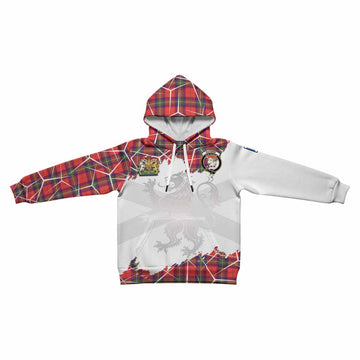 Ruthven Tartan Kid Hoodie with Family Crest and Lion Rampant Grunge Style