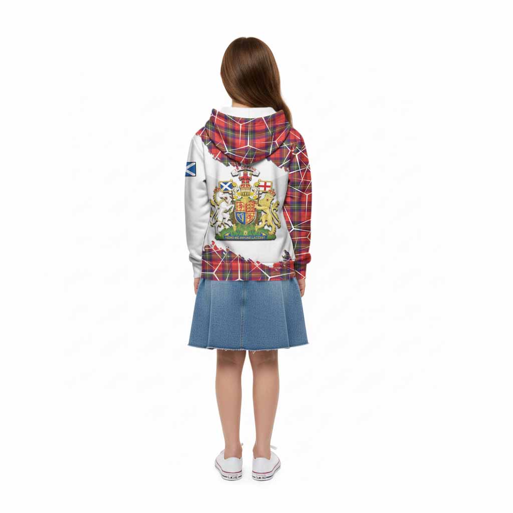 Ruthven Tartan Kid Hoodie with Family Crest and Lion Rampant Grunge Style