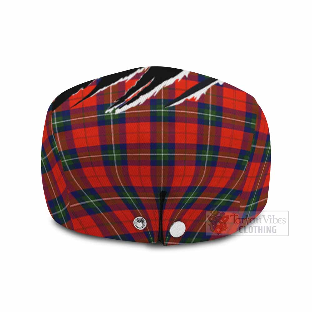 Ruthven Tartan Loch Ness Monster Flat Cap, Jeff Cap Celtic Knot Nessie Art