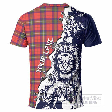Ruthven Tartan Scottish T-Shirt Angry Lion With Soccer Ball Style