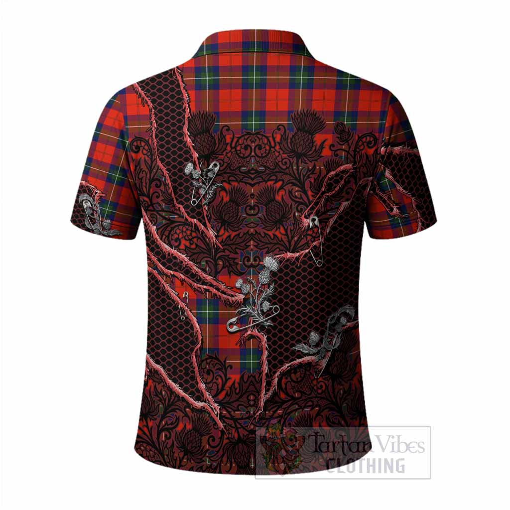 Ruthven Tartan Thistle Dark Gothic Polo Shirt - Tartan Vibes Clothing