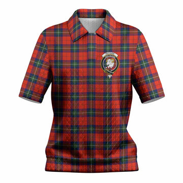 Ruthven Tartan Women’s Polo Sweater Top with Family Crest