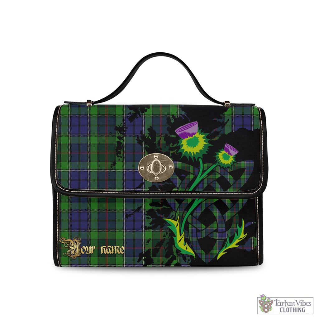 Tartan Vibes Clothing Rutledge Tartan Waterproof Canvas Bag with Scotland Map and Thistle Celtic Accents