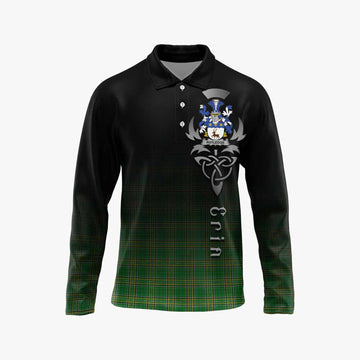 Rutledge Irish Clan Long Sleeve Polo Shirt with Coat of Arms Erin Go Bragh Celtic Inspired Unisex - Tartan Vibes Clothing