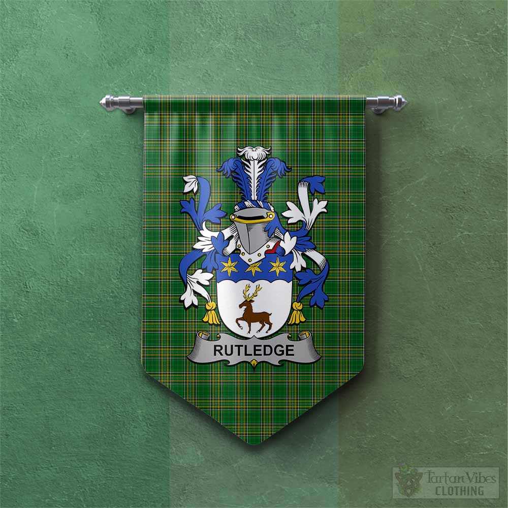 Rutledge Irish Clan Tartan Gonfalon, Tartan Banner with Coat of Arms Chevron - Tartan Vibes Clothing