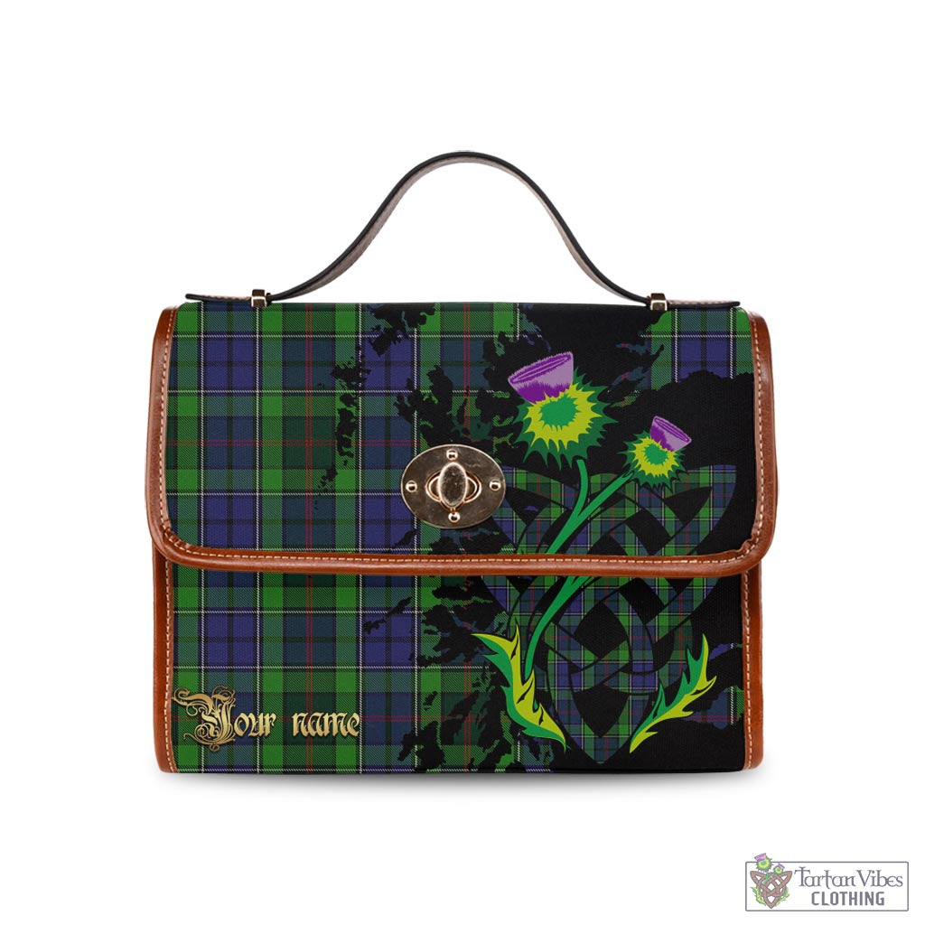 Tartan Vibes Clothing Rutledge Tartan Waterproof Canvas Bag with Scotland Map and Thistle Celtic Accents