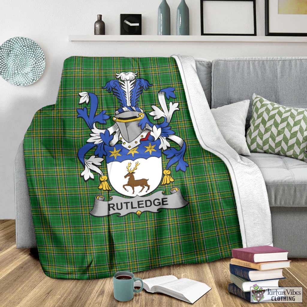 Rutledge Irish Clan Tartan Blanket with Coat of Arms - Tartan Vibes Clothing
