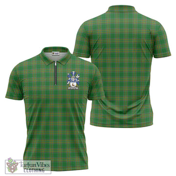 Rutledge Ireland Clan Tartan Zipper Polo Shirt with Coat of Arms