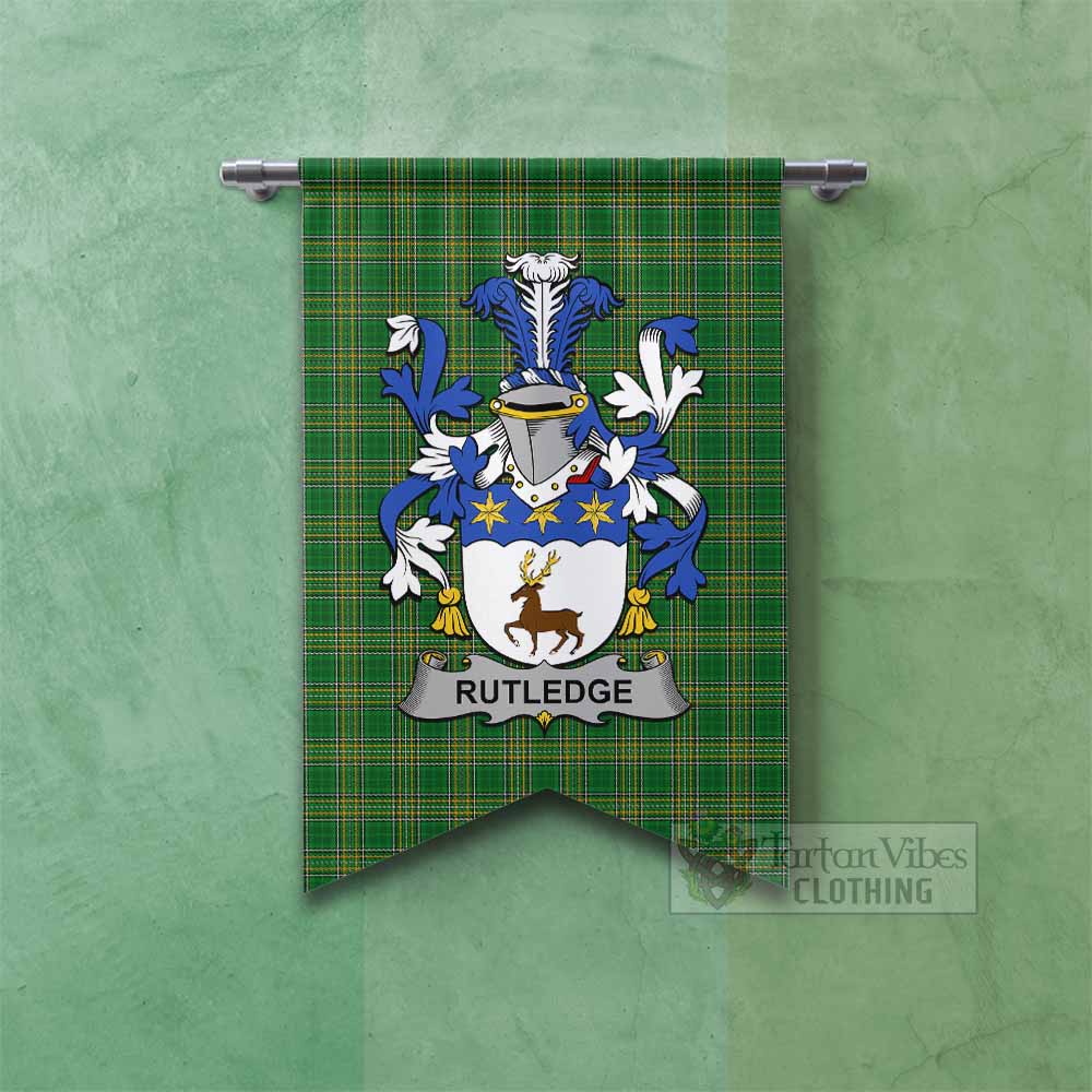 Rutledge Irish Clan Tartan Gonfalon, Tartan Banner with Coat of Arms Fishtail - Tartan Vibes Clothing