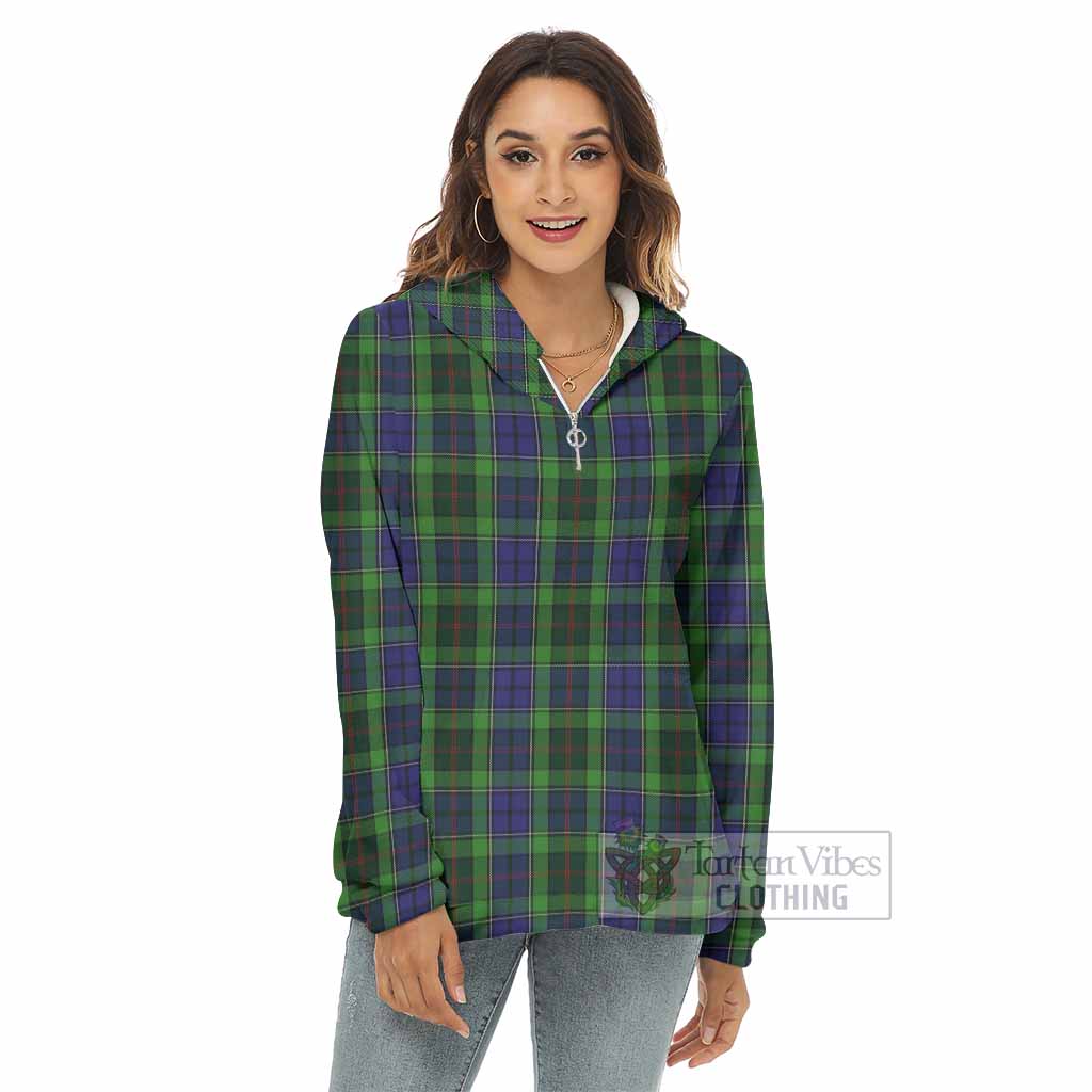 Tartan Vibes Clothing Rutledge Tartan Women's Borg  Half Zip Fleece Hoodie
