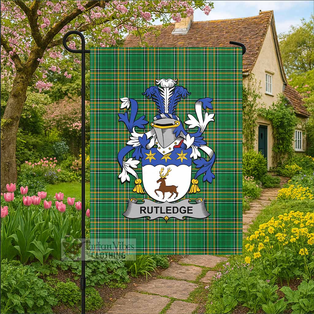 Rutledge Irish Clan Tartan Flag with Coat of Arms