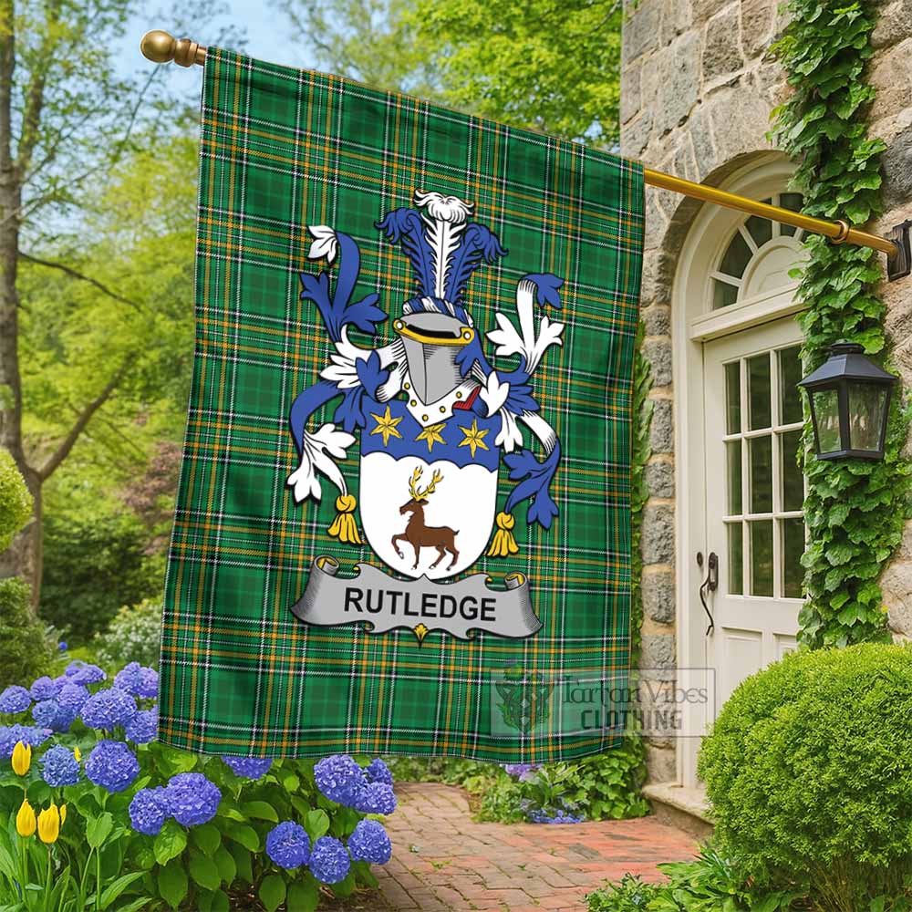 Rutledge Irish Clan Tartan Flag with Coat of Arms