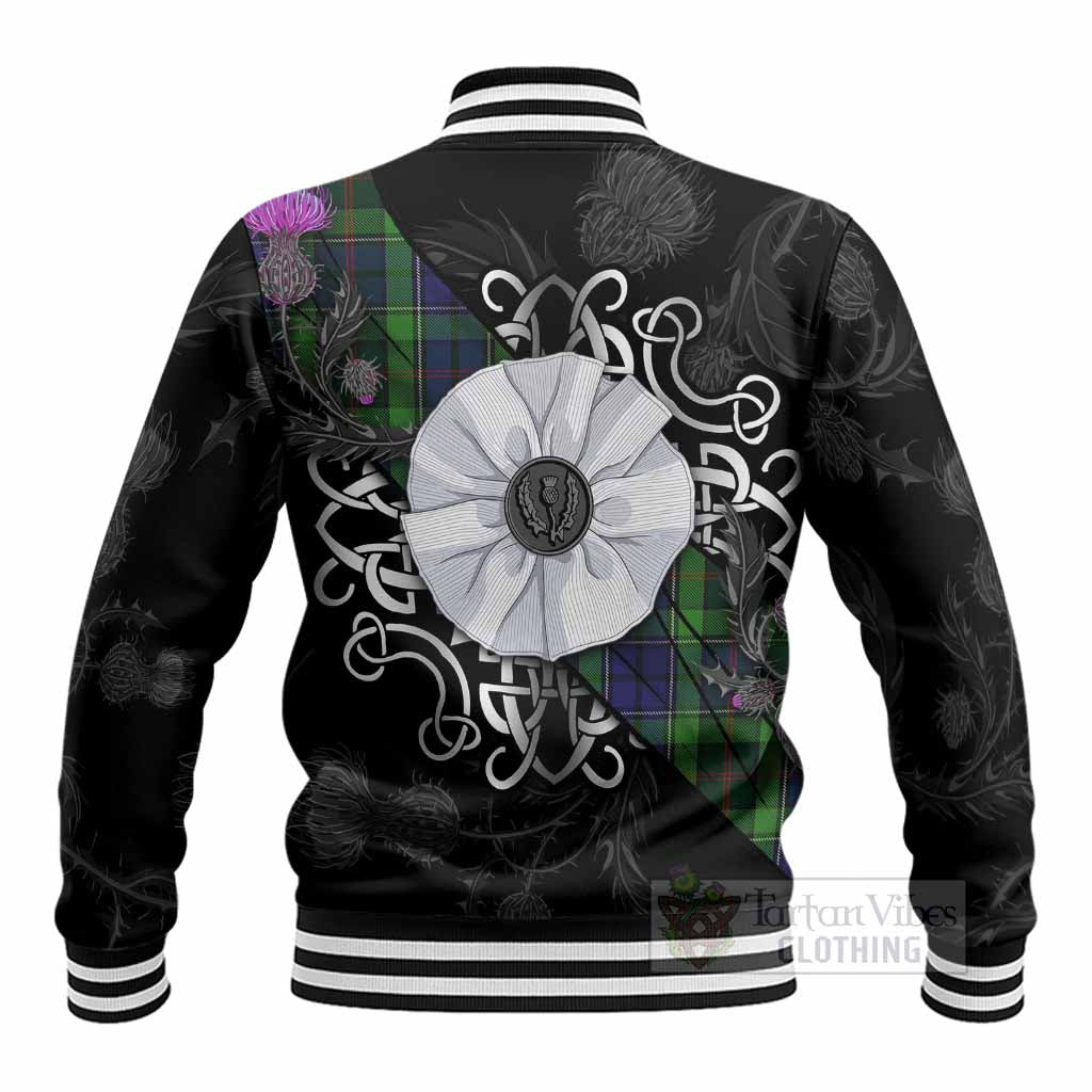 Rutledge Tartan Baseball Jacket Jacobite White Rose - Tartan Vibes Clothing