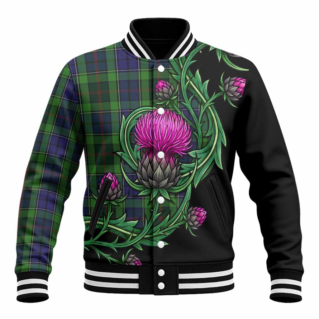 Rutledge Tartan Baseball Jacket Resilient Scottish Thistle Unisex - Tartan Vibes Clothing