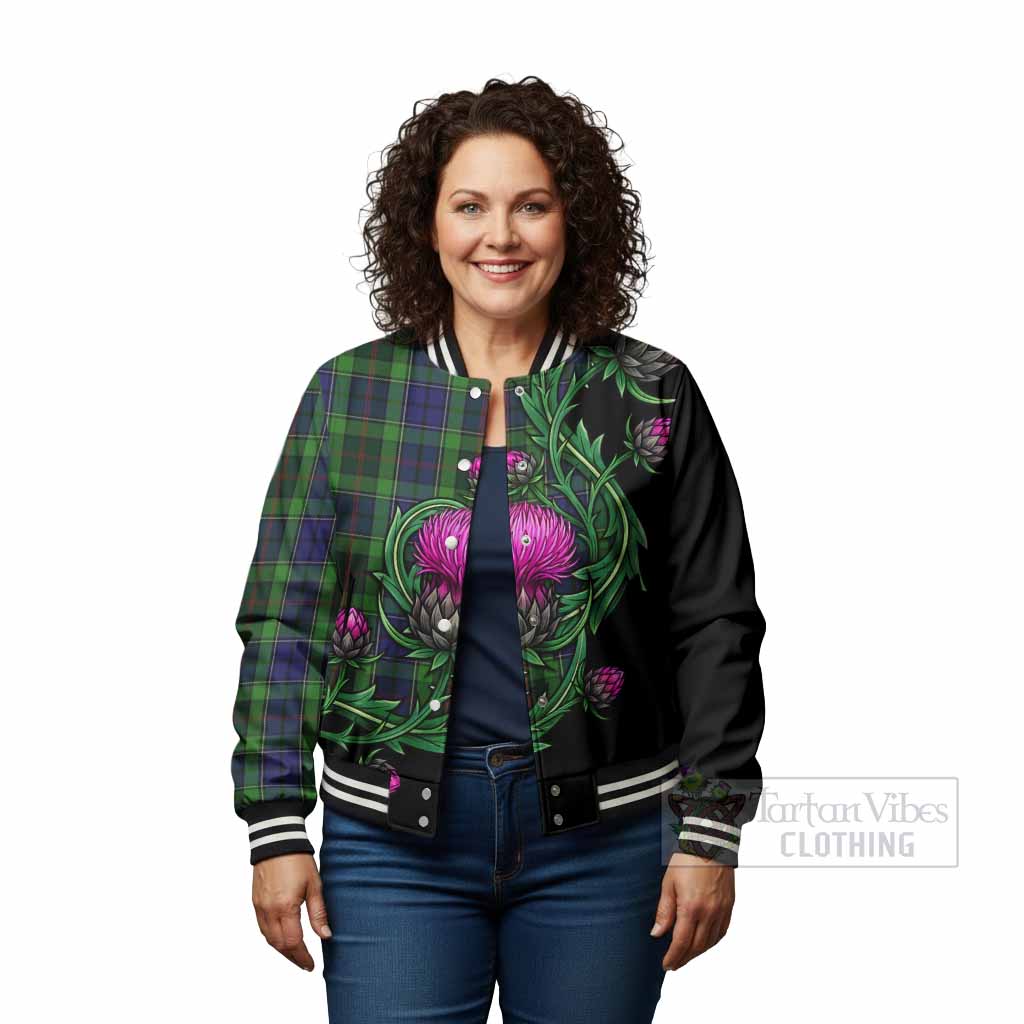 Rutledge Tartan Baseball Jacket Resilient Scottish Thistle - Tartan Vibes Clothing