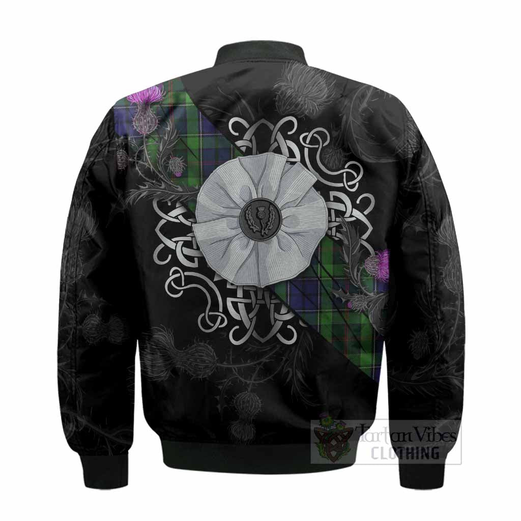 Rutledge Tartan Bomber Jacket Jacobite White Rose - Tartan Vibes Clothing