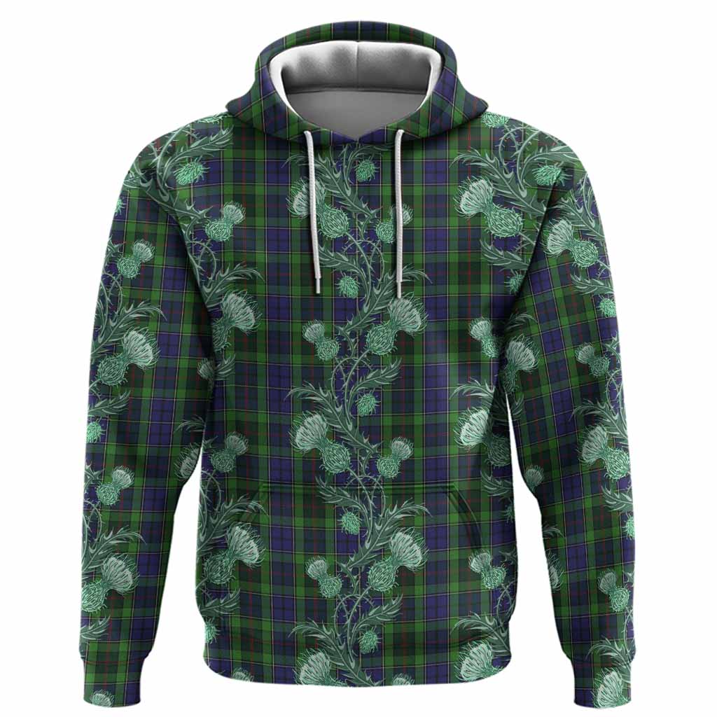 Rutledge Tartan Hoodie Seamless Scottish Thistle Flowers