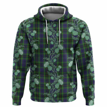 Rutledge Tartan Hoodie Seamless Scottish Thistle Flowers