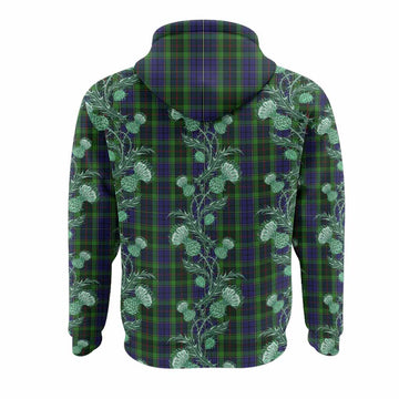 Rutledge Tartan Hoodie Seamless Scottish Thistle Flowers