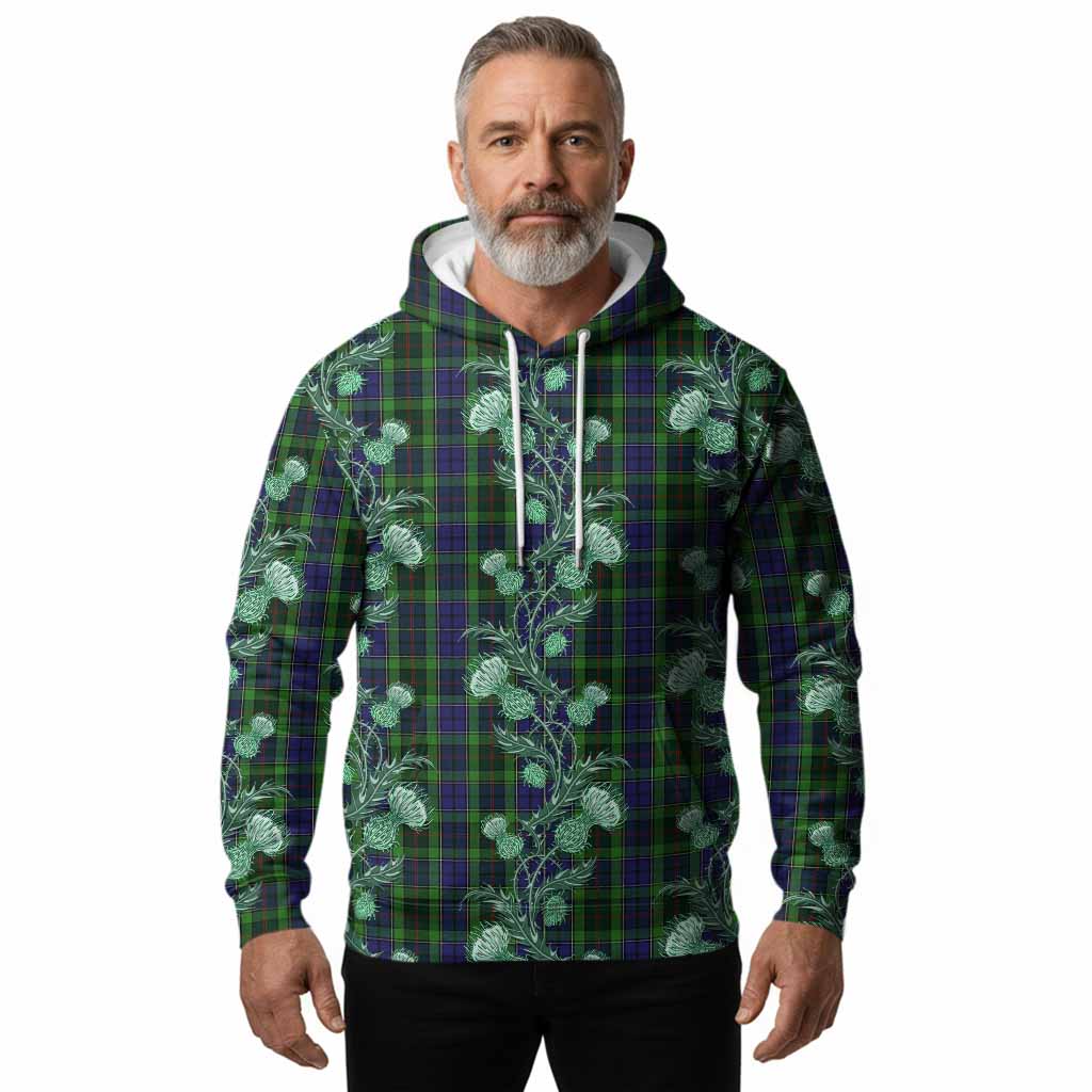 Rutledge Tartan Hoodie Seamless Scottish Thistle Flowers