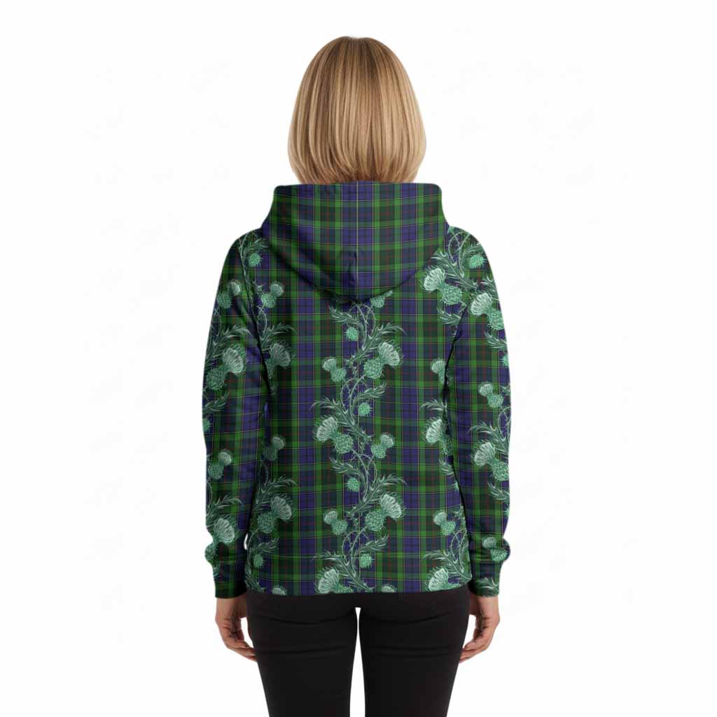 Rutledge Tartan Hoodie Seamless Scottish Thistle Flowers
