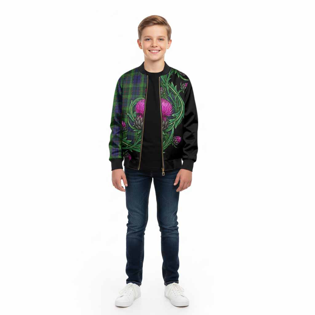 Rutledge Tartan Kid Bomber Jacket Resilient Scottish Thistle - Tartan Vibes Clothing