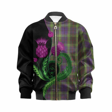 Rutledge Tartan Kid Bomber Jacket Traditional Scottish Thistle