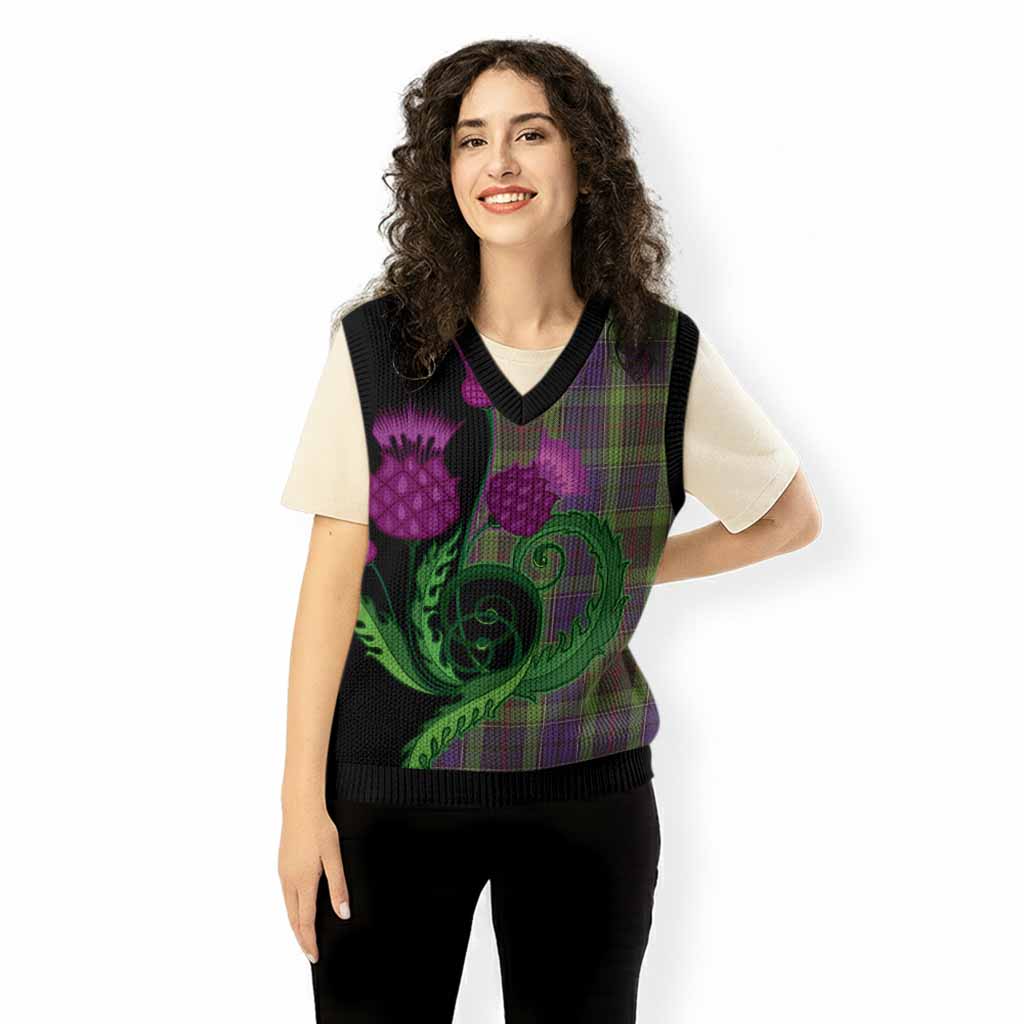 Rutledge Tartan Knitted V-Neck Vest Traditional Scottish Thistle