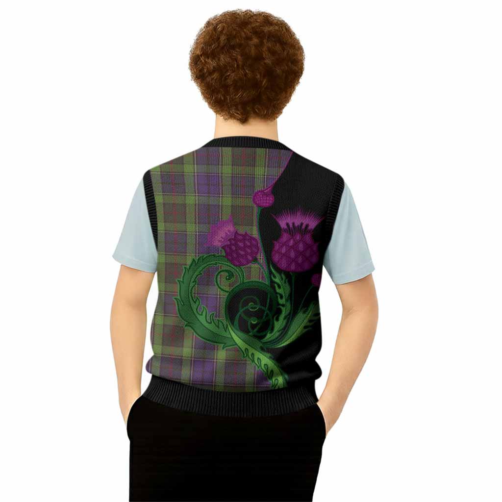 Rutledge Tartan Knitted V-Neck Vest Traditional Scottish Thistle