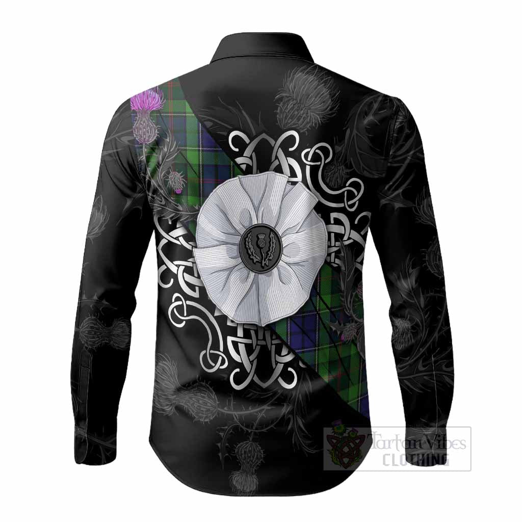 Rutledge Tartan Long Sleeve Button Shirts Jacobite White Rose - Tartan Vibes Clothing
